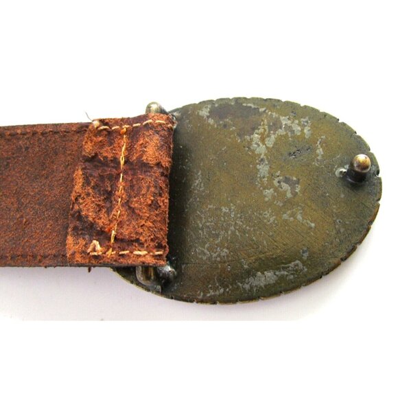 Berge Italy Women's Brown Genuine Leather Belt with Large Oval Buckle Med 30-34" - Picture 9 of 9